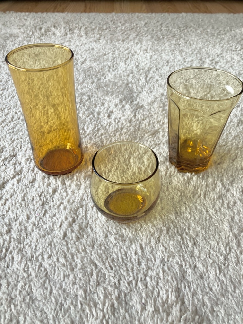Vintage Amber Glassware - Mismatched Set of 3